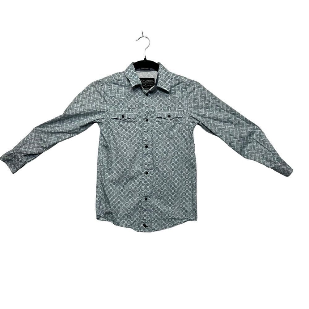 Cody James Woman’s blue/green snap button slim fit x small